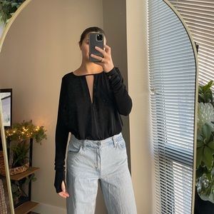 Free People Kaya Bodysuit in Black